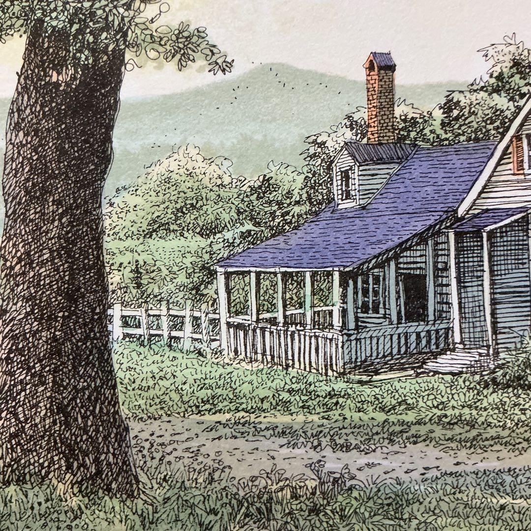 織田義郎 草原の家 Green Field Ⅱ アメリカ 絵画 版画 リトグラフ