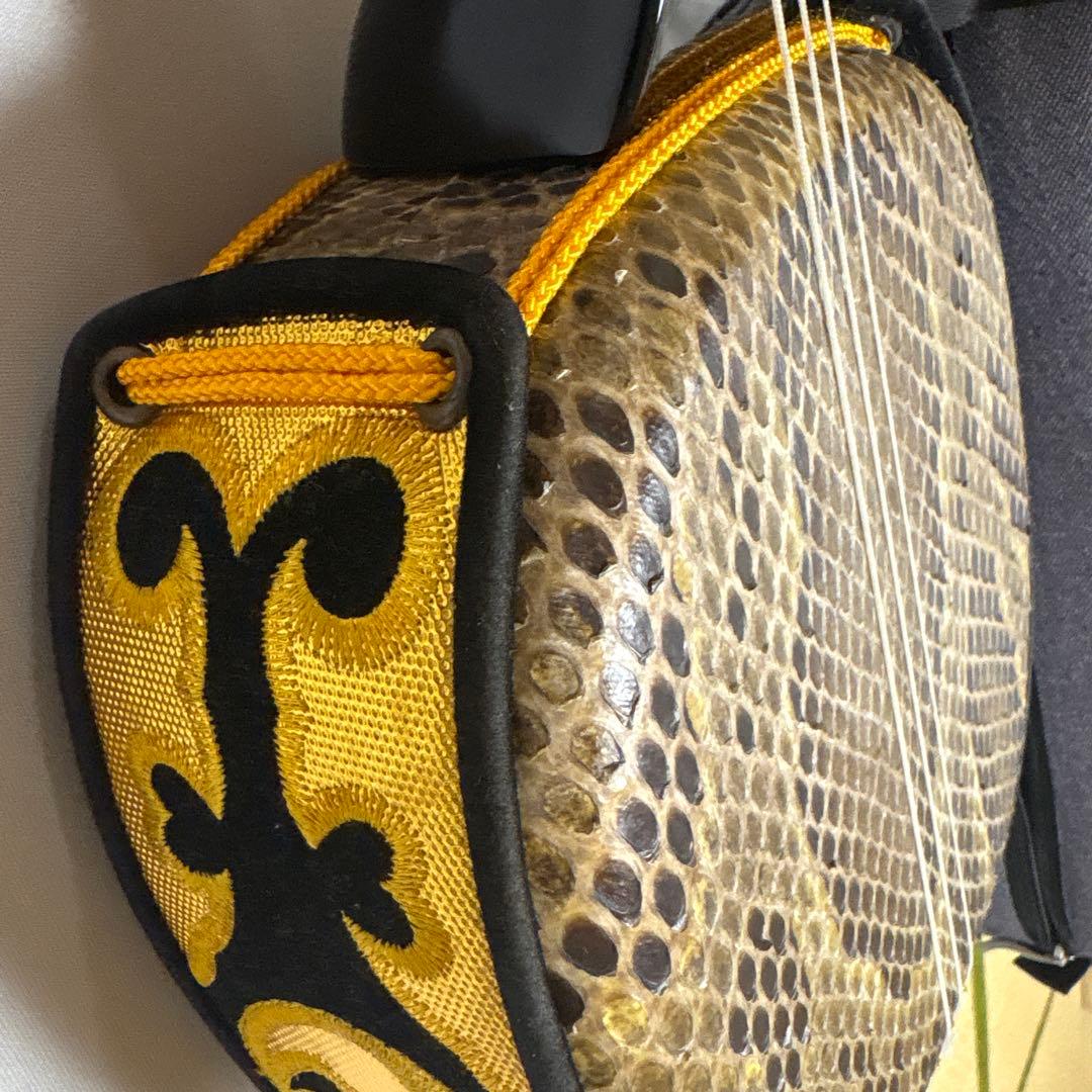 三線 本体 ヘビ柄 ケース付き