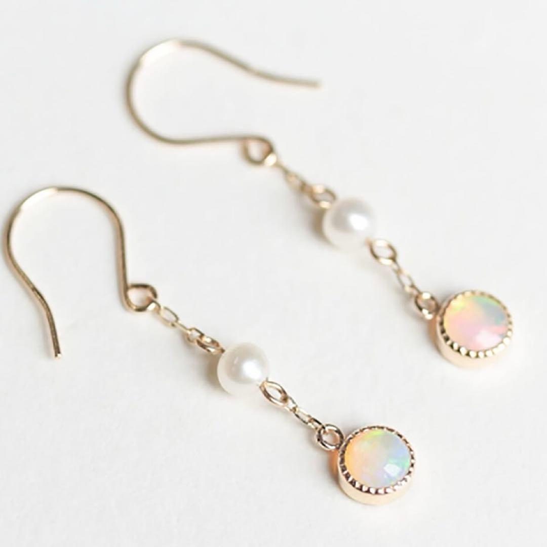 キュイキュイ cuicui オパール パール k10 フック ピアス 現行品