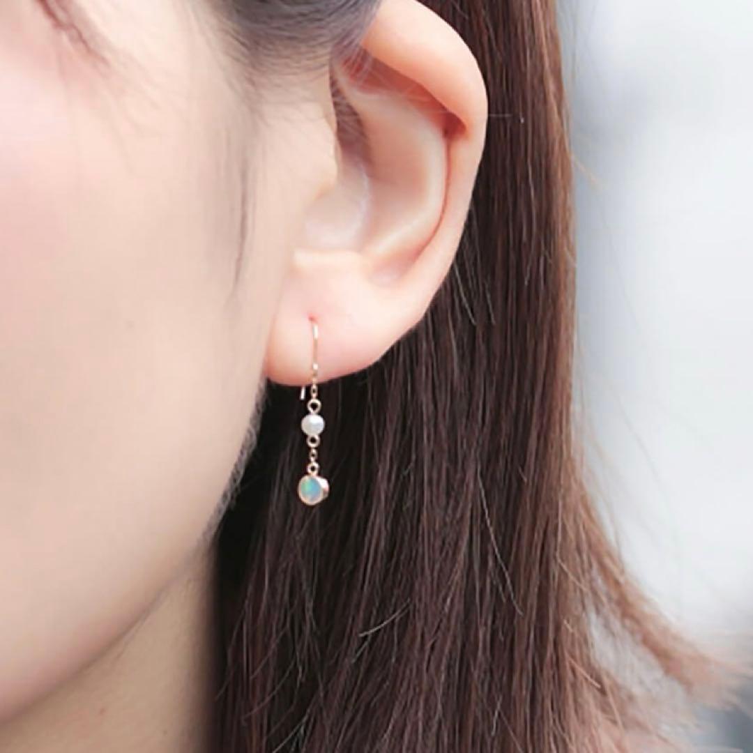 キュイキュイ cuicui オパール パール k10 フック ピアス 現行品