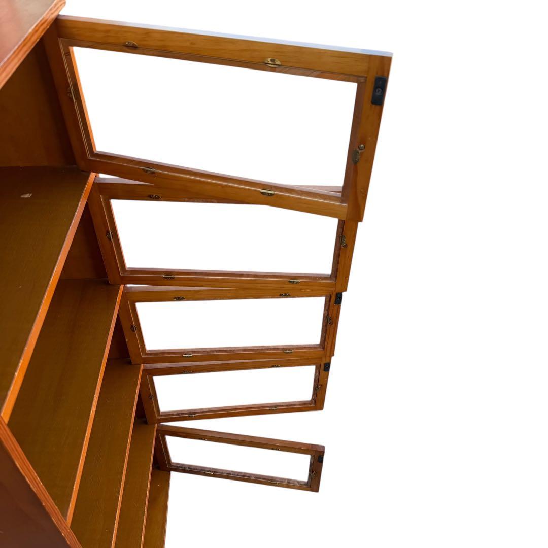 両面開き キャスター付 レトロ木製キャビネット