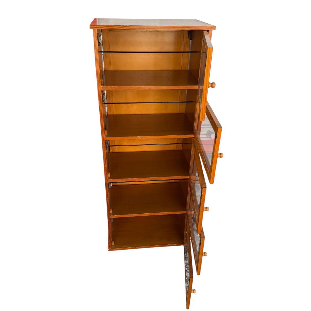 両面開き キャスター付 レトロ木製キャビネット