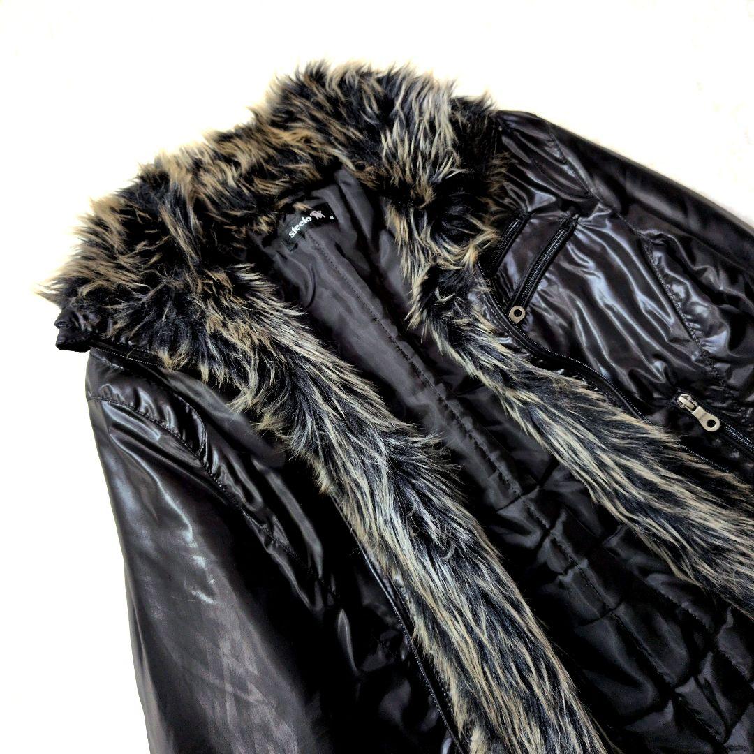 Y2K opium dark core 鬼ファー zip 中綿ジャケット 光沢