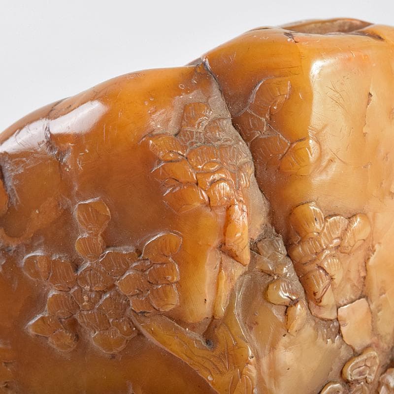 中国　篆刻　玉石田黄石彫刻　山水刻　印材　置物　Y　R8542