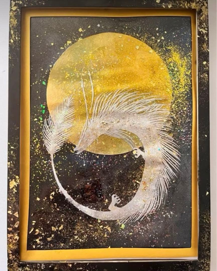 龍神様切り絵　銀虹龍　　昇龍　龍神絵　月創生龍神　月の神　切り絵　開運龍神絵