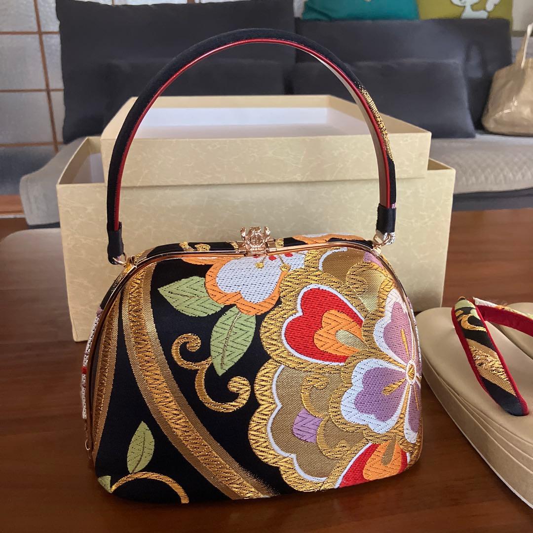 沙織　花柄刺繍 草履バックセット