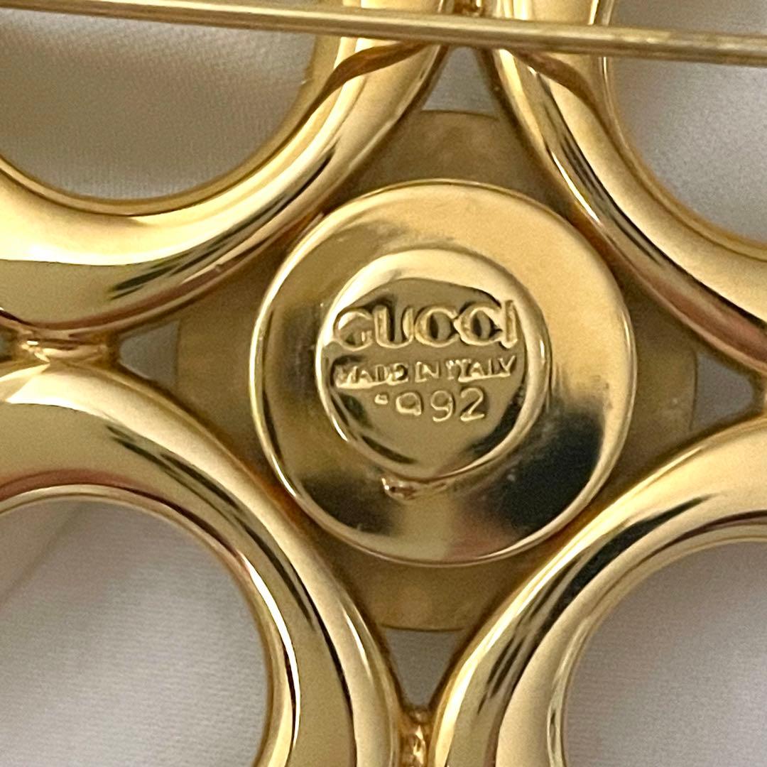 希少　GUCCI グッチ　ブローチ　大ぶり　カラーストーン　ゴールド　美品