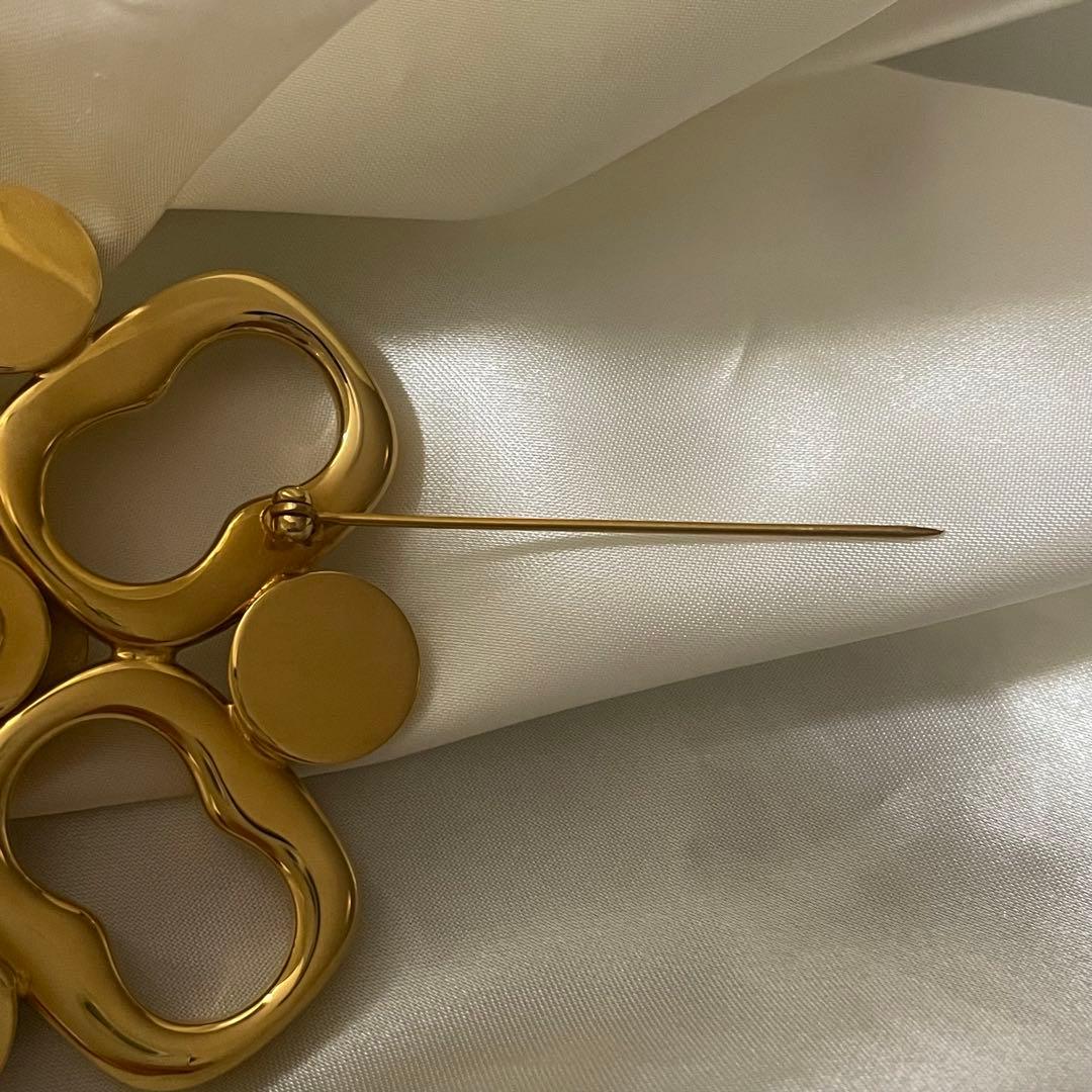 希少　GUCCI グッチ　ブローチ　大ぶり　カラーストーン　ゴールド　美品