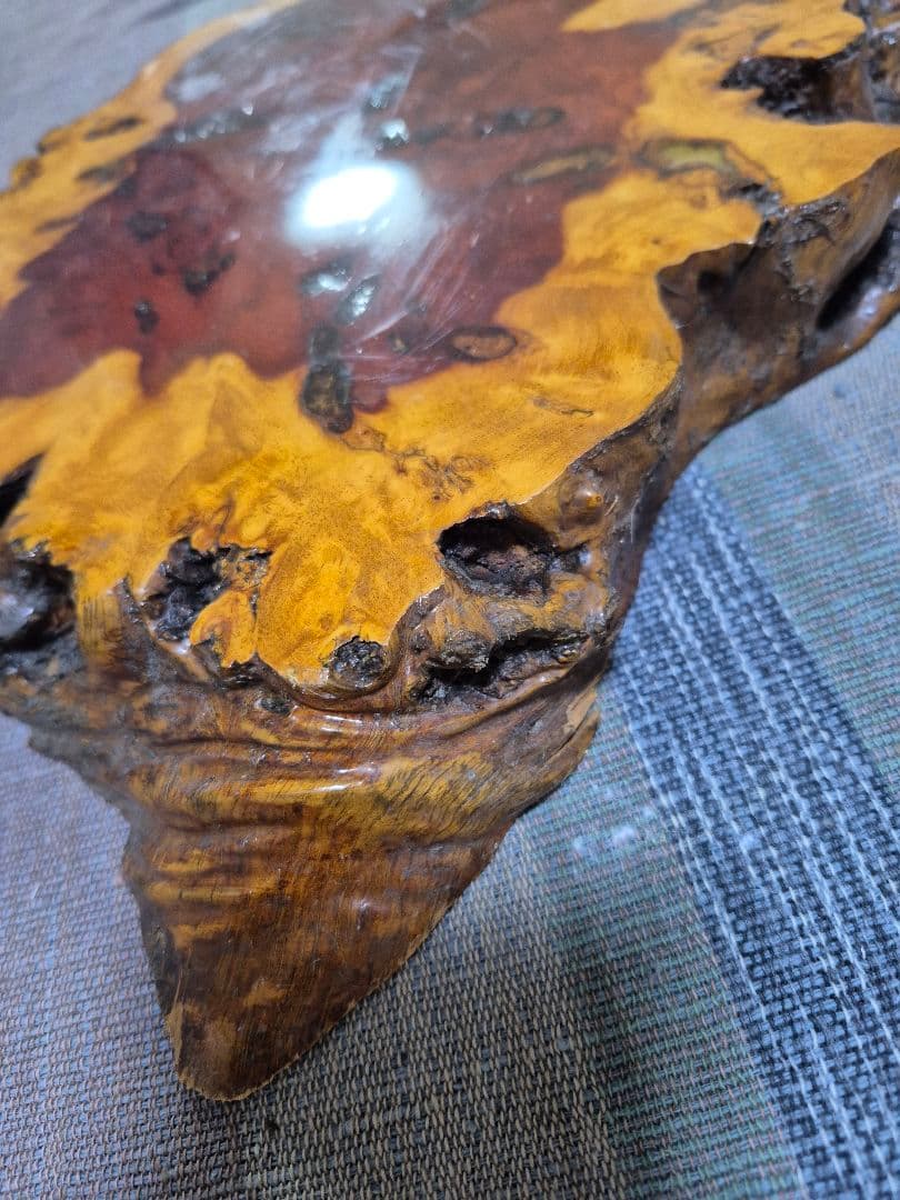 約2.1㎏ 花梨　瘤杢　天然木　花台　敷板　香台　盆栽台