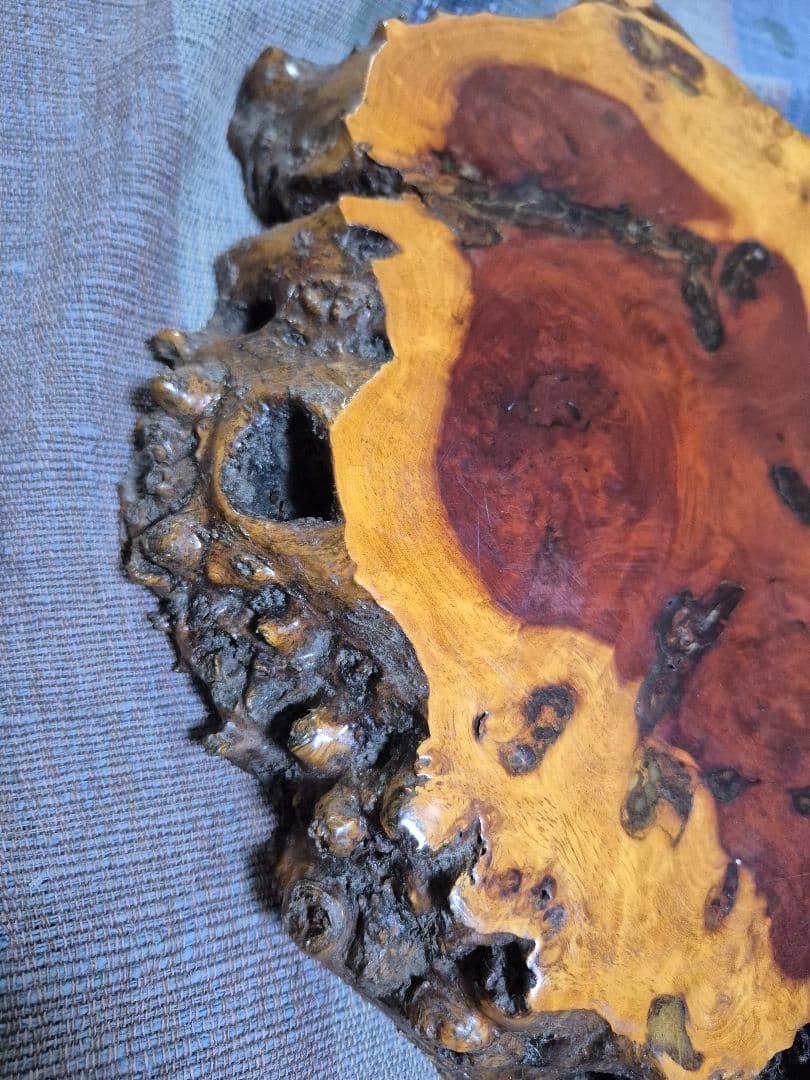 約2.1㎏ 花梨　瘤杢　天然木　花台　敷板　香台　盆栽台