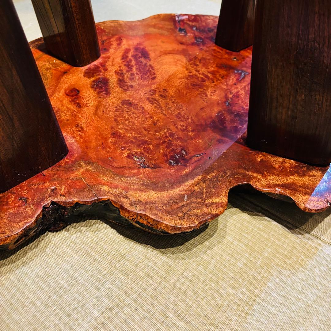 花梨 一枚板 天然木 花台 テーブル ローテーブル 瘤 座卓　飾り台