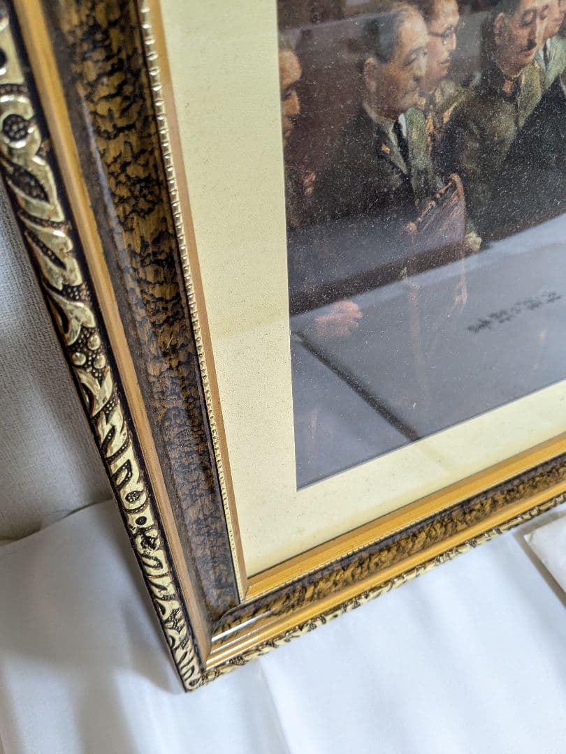 複製 白川一郎 最後の御前会議 終戦の詔書 額装 天皇陛下 大日本帝国軍 印刷