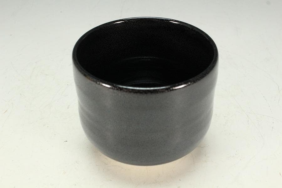 茶道具 油滴天目釉 筒 茶碗 共箱(K-A362)