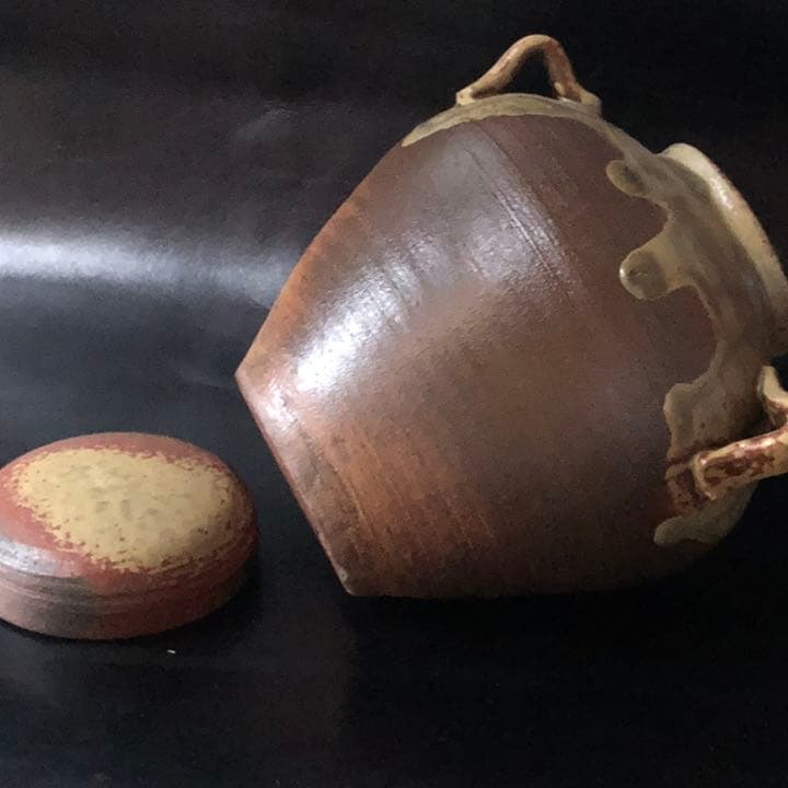 蔵から凄い雰囲気のあるフタ付きの壺が出てきた、茶道具、古美術品、壷、中国骨董