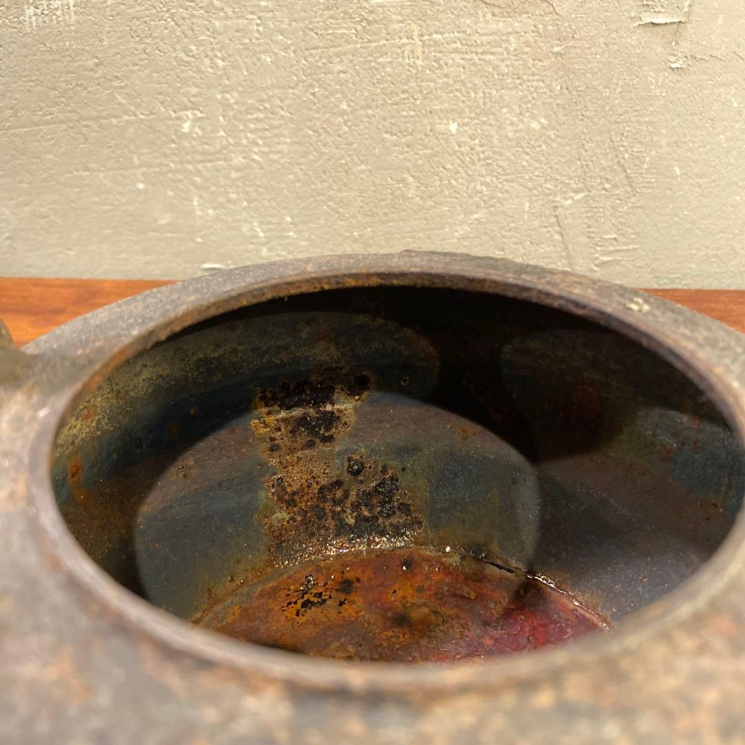 時代物 鉄瓶 梅柄 彫刻 鋳物 南部鉄器 骨董品 急須 古美術品