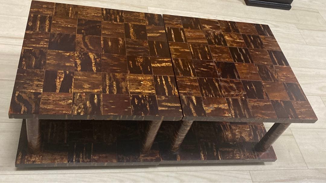 樺細工　ミニテーブル　市松模様　花台　日本伝統工芸　秋田角館