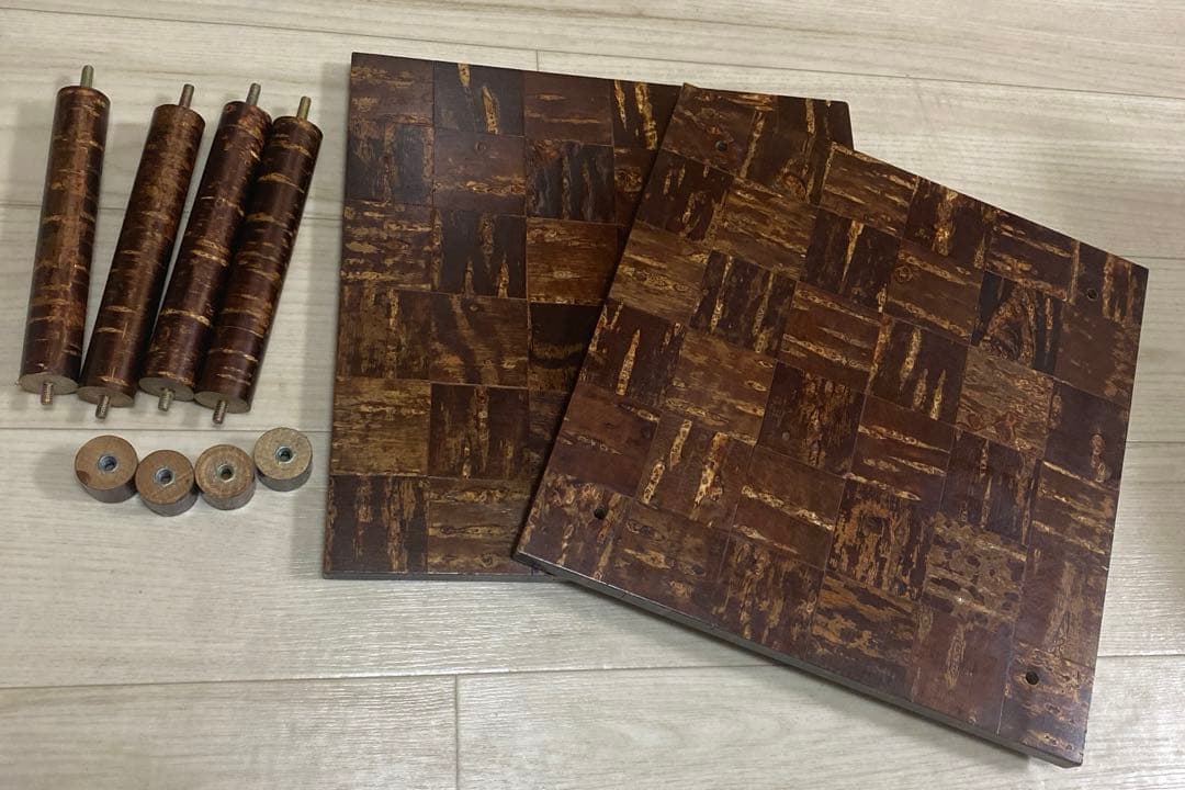 樺細工　ミニテーブル　市松模様　花台　日本伝統工芸　秋田角館