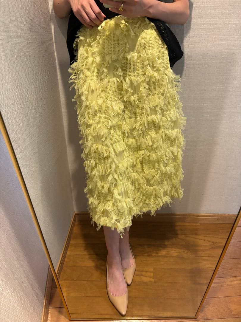 BAUM UND PFERDGARTEN フリンジ　スカート　イエロー