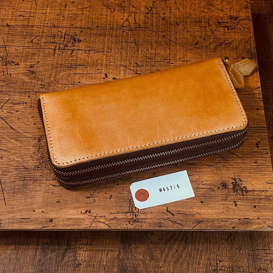 ブライドルレザー メンズ 長財布 ダブルファスナー ラウンドファスナー