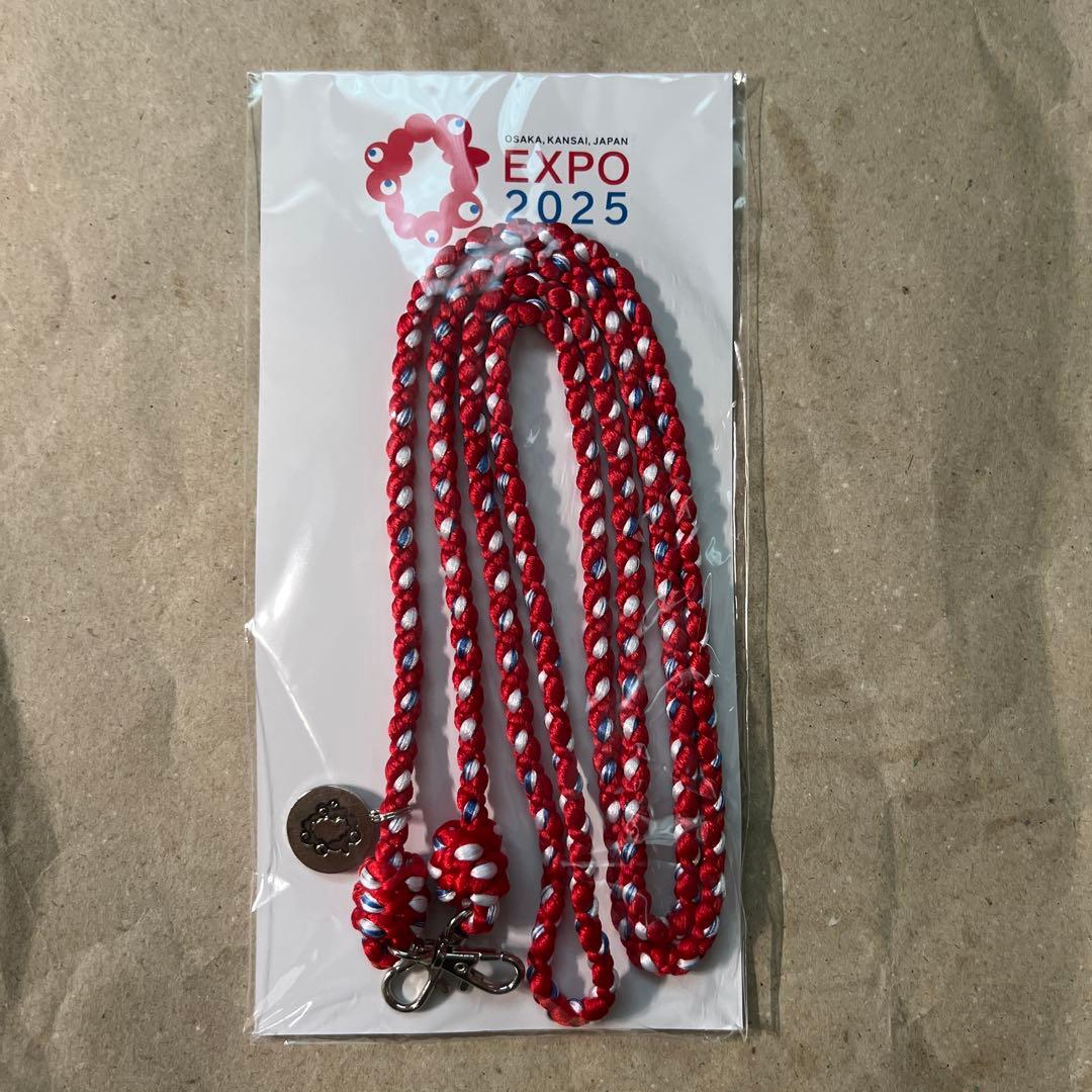 【新品未使用】EXPO 2025 公式ロゴ 組紐ショルダーストラップ 赤・白・青