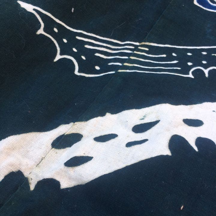 筒描き 藍染 風呂敷 4巾　布団　古布
