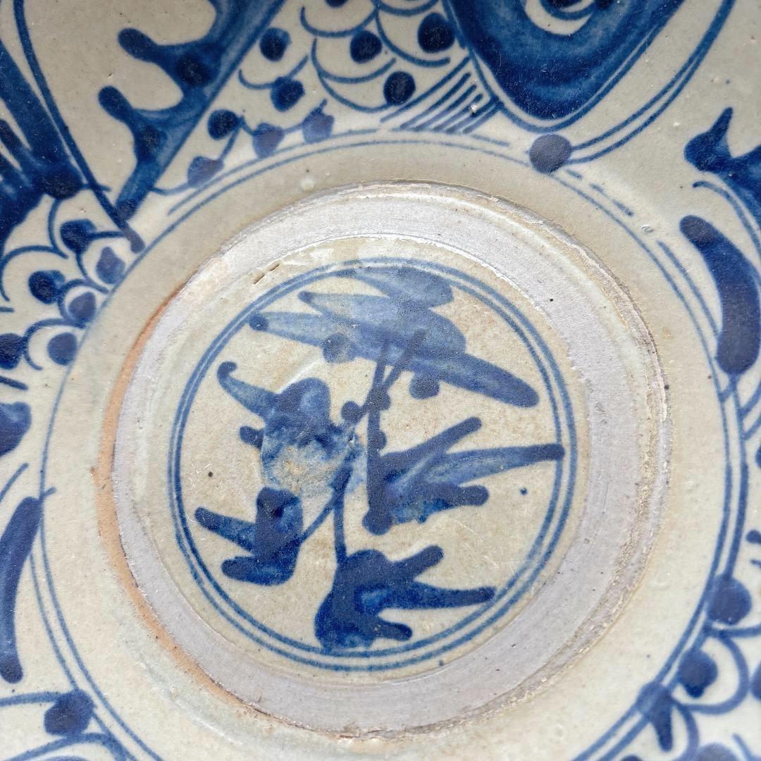 昭和レトロ　当時物　染付　呉須　魚紋　器　皿　蔵出し　骨董　雑器　古美術