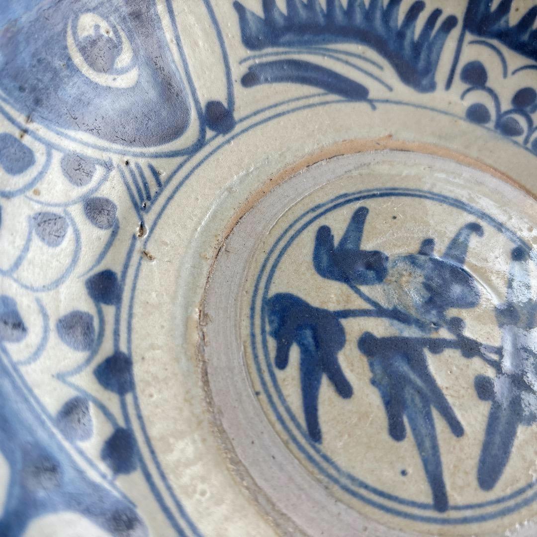 昭和レトロ　当時物　染付　呉須　魚紋　器　皿　蔵出し　骨董　雑器　古美術