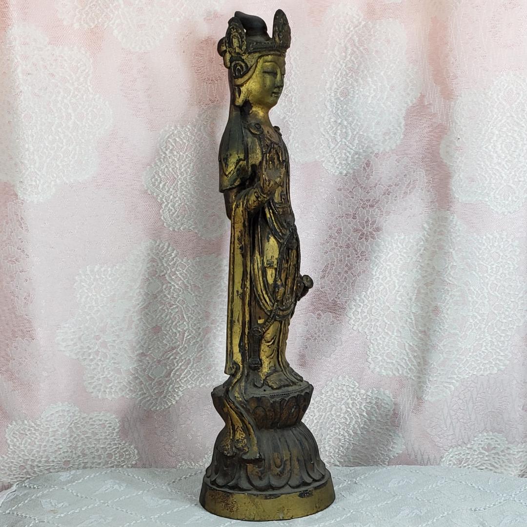 【百済仏】◆百済金銅観音菩薩立像 高:37cm 仏像◆検）高麗仏 新羅仏 白鳳仏