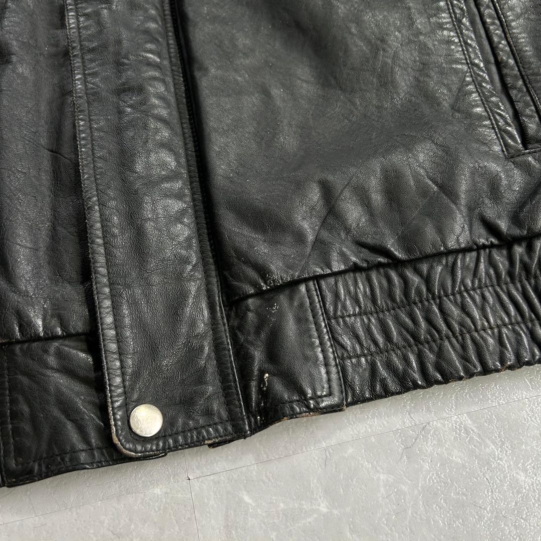 80s OLD レザージャケット ドリズラー スウィングトップ 短丈 古着 黒