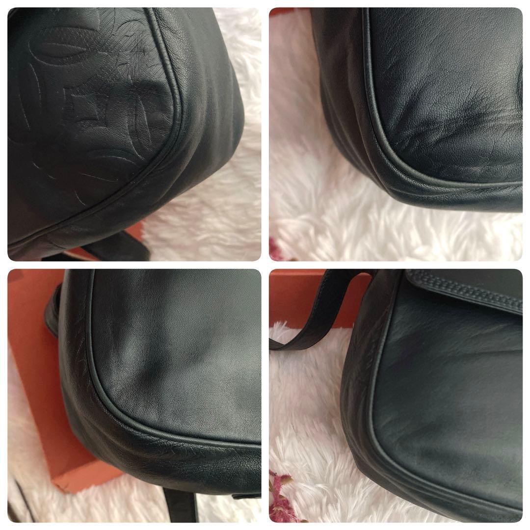 希少⭐︎LOEWE ネイビー アナグラム ナッパレザー 本革 ショルダーバッグ