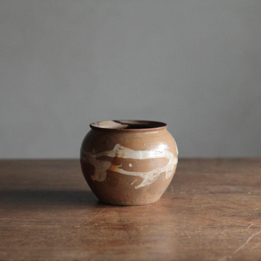 丹波 白化粧土流し 小壺 茶碗 古美術 古道具 アンティーク 古丹波