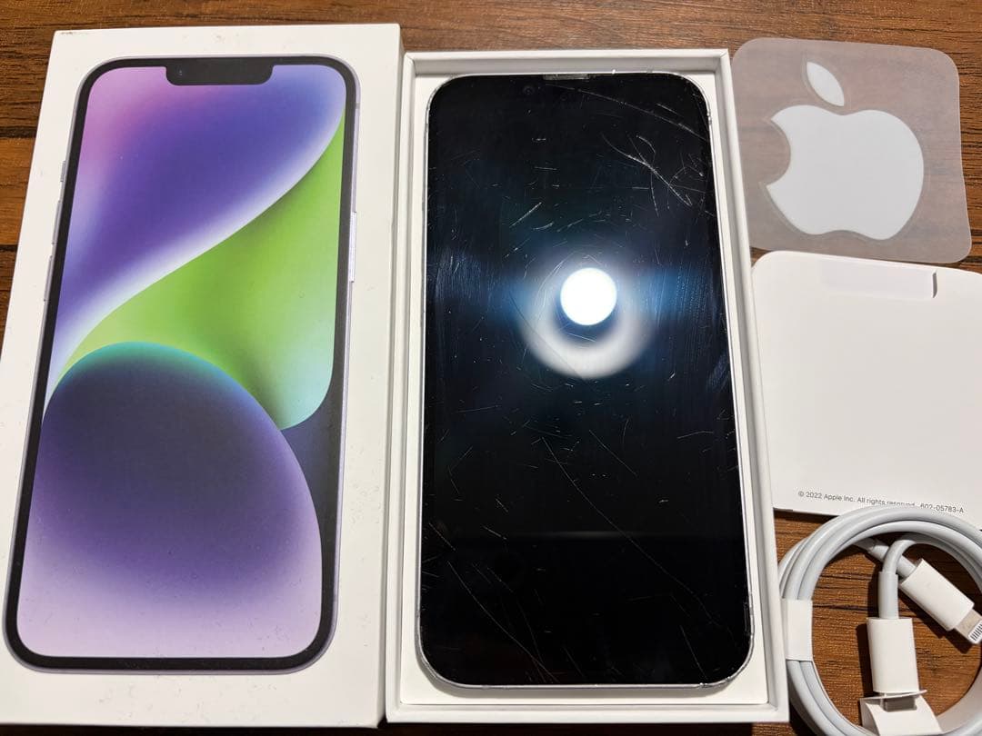 Apple iPhone 14 パープル 本体（ヒビ）