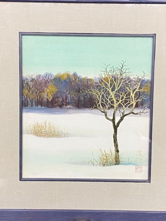 絵画　色紙画　色紙額　水彩画　新雪　　3