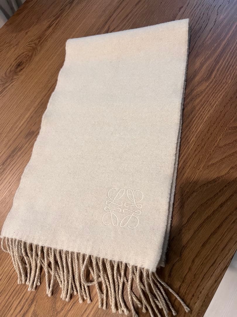 LOEWE バイカラー　ストール　マフラー　Ivory/Sand ホワイト