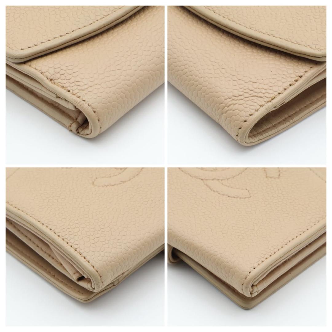 【極美品】CHANEL Wホック　二つ折り財布　ココマーク　キャビアスキン