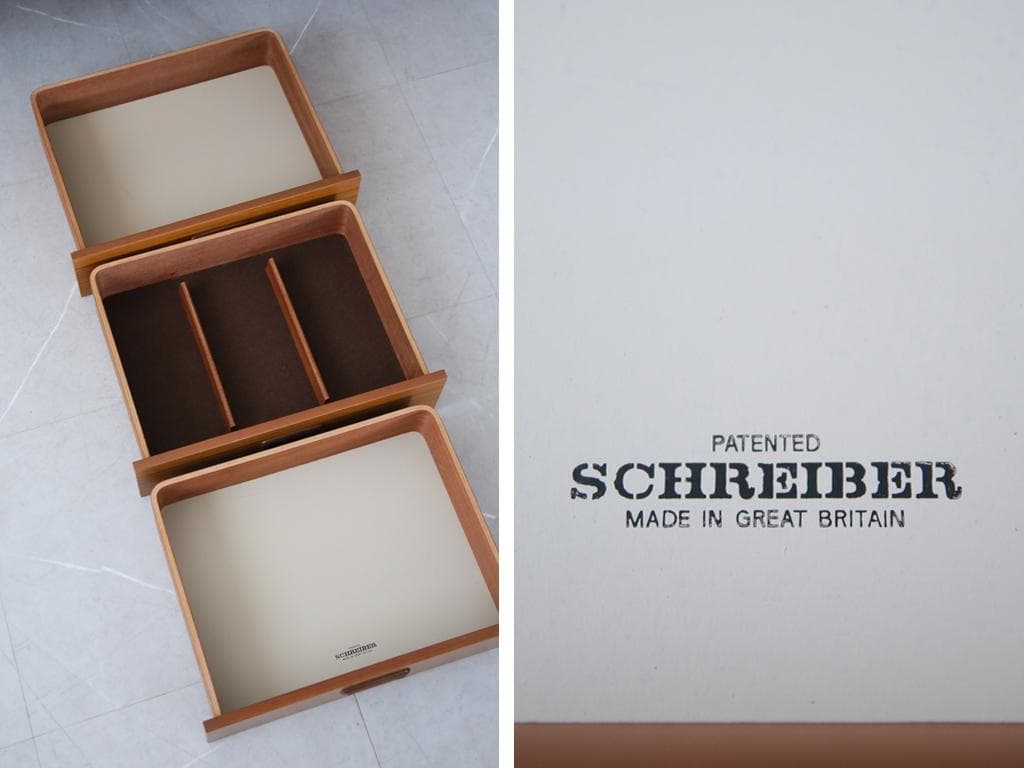 英国アンティークSCHREiBER製サイドボード/木製机テレビ台(91-241)