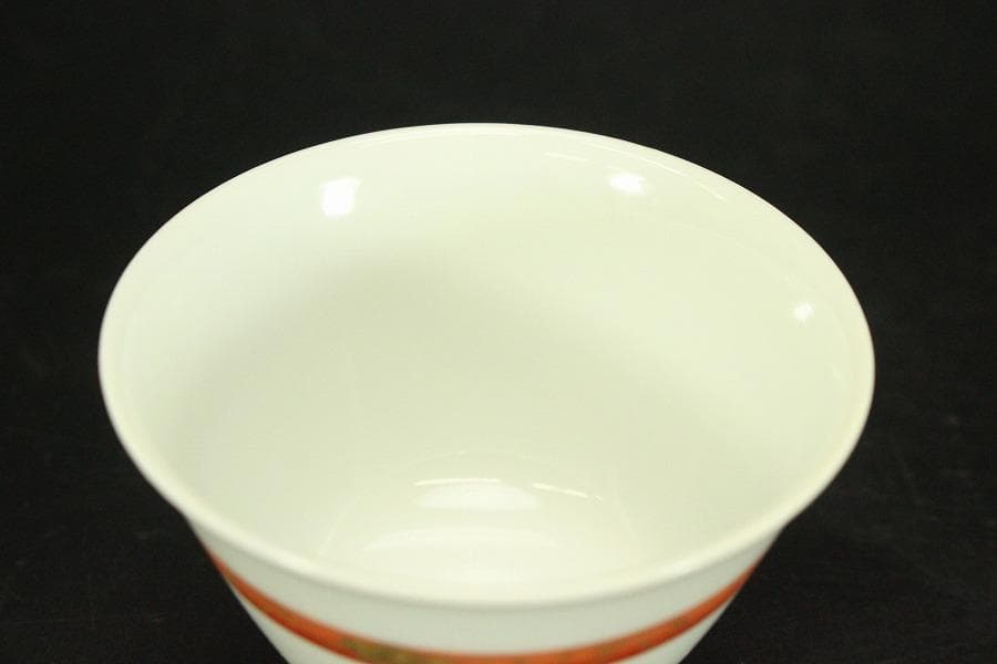 煎茶 赤金彩 蓋碗 和善作 六客 美品(LC807)