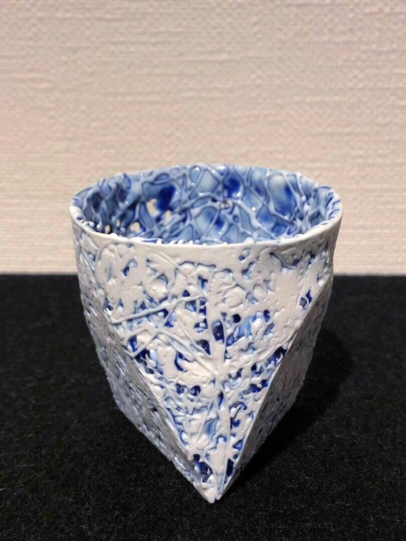 長江重和 釉彩 薄層のかたち 盃 ぐい呑み 陶器 置物 アート 作品 オブジェ