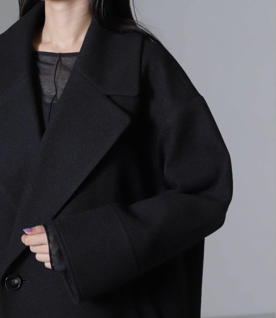 nano universe メルトンジャージーワイドチェスターコート美品