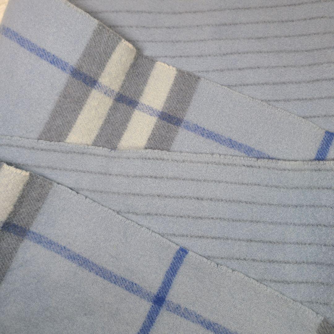 【BURBERRY】ギガチェックマフラー カシミヤ10％ 英国製　ブルー