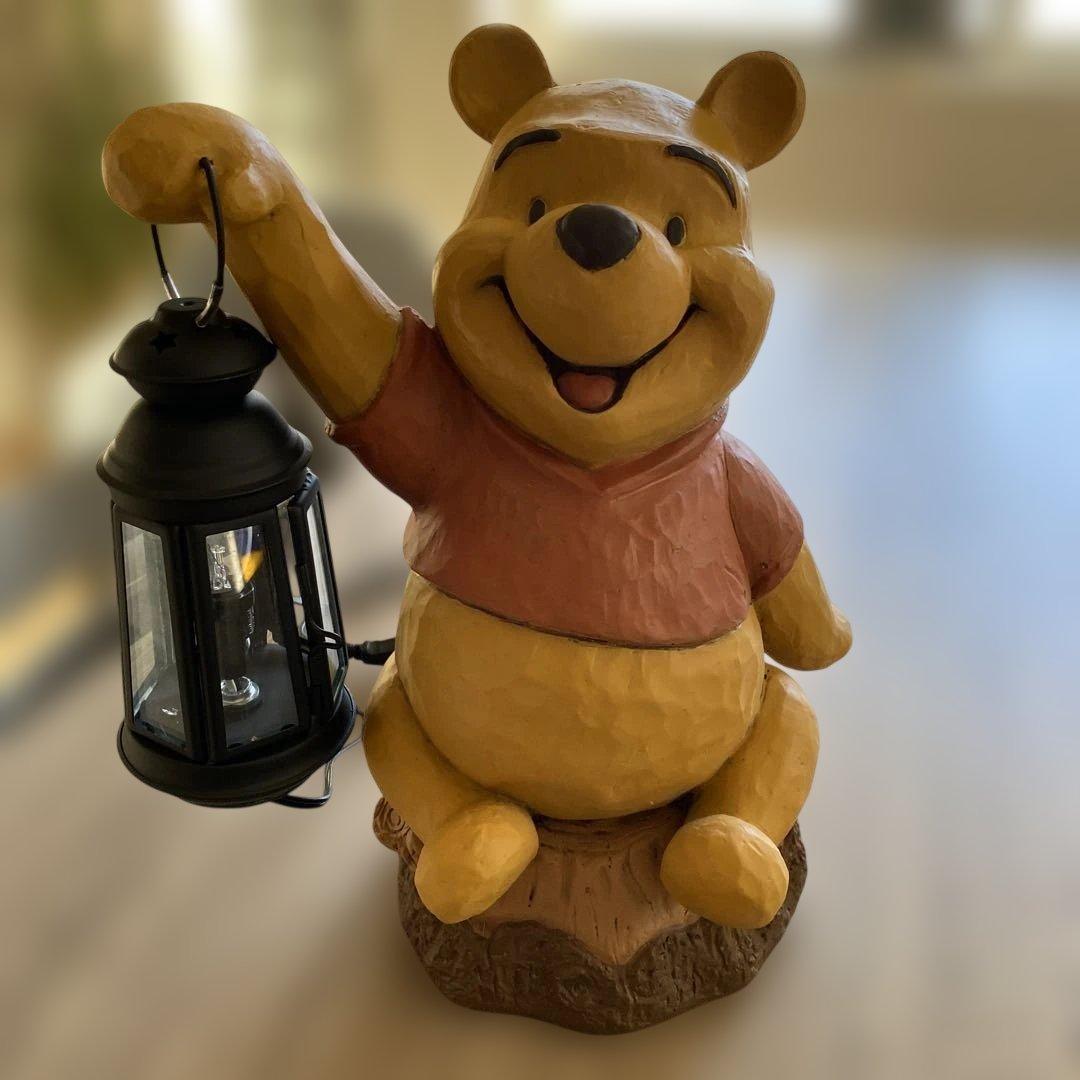 くまのプーさん ランタン付き置物　ガーデンセンサーライト