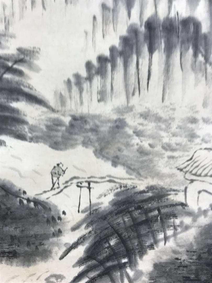 真作/浦上玉堂/夏山烟晩/山水図/塔山水図/掛軸☆宝船☆AH-655