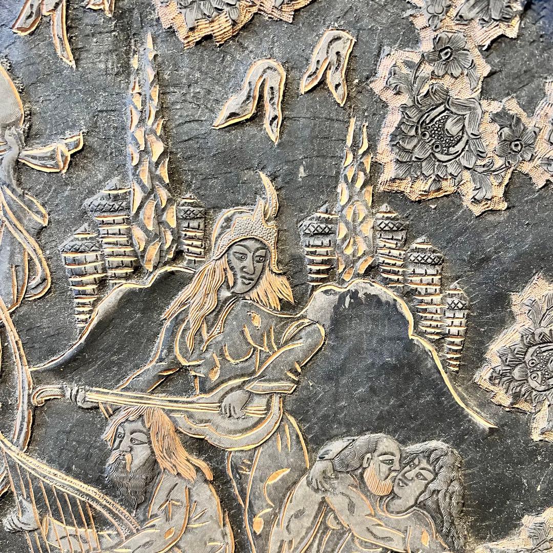 ペルシャ　アンティーク　トレイ　銅製　　壁掛　インテリア　銅板　希少