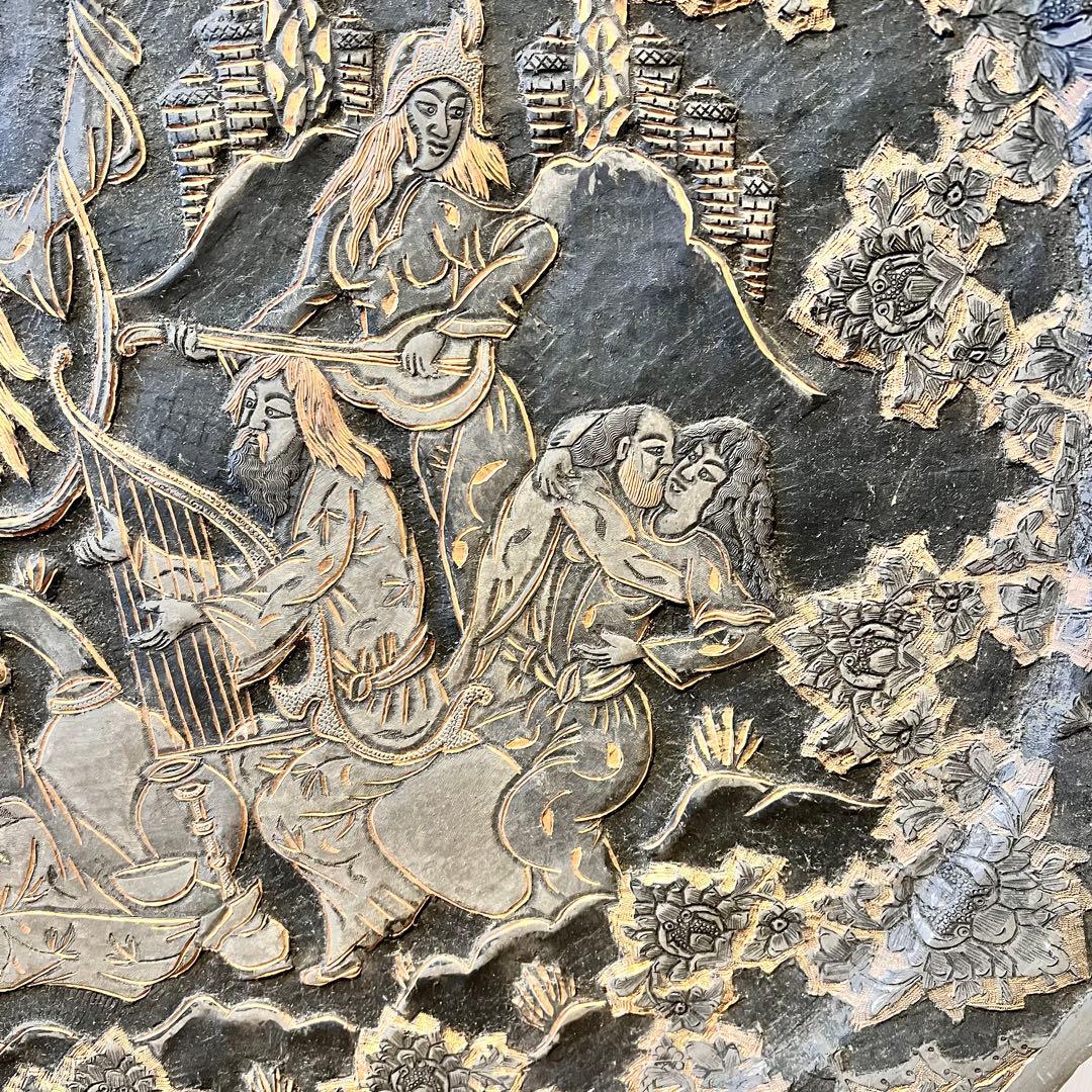 ペルシャ　アンティーク　トレイ　銅製　　壁掛　インテリア　銅板　希少