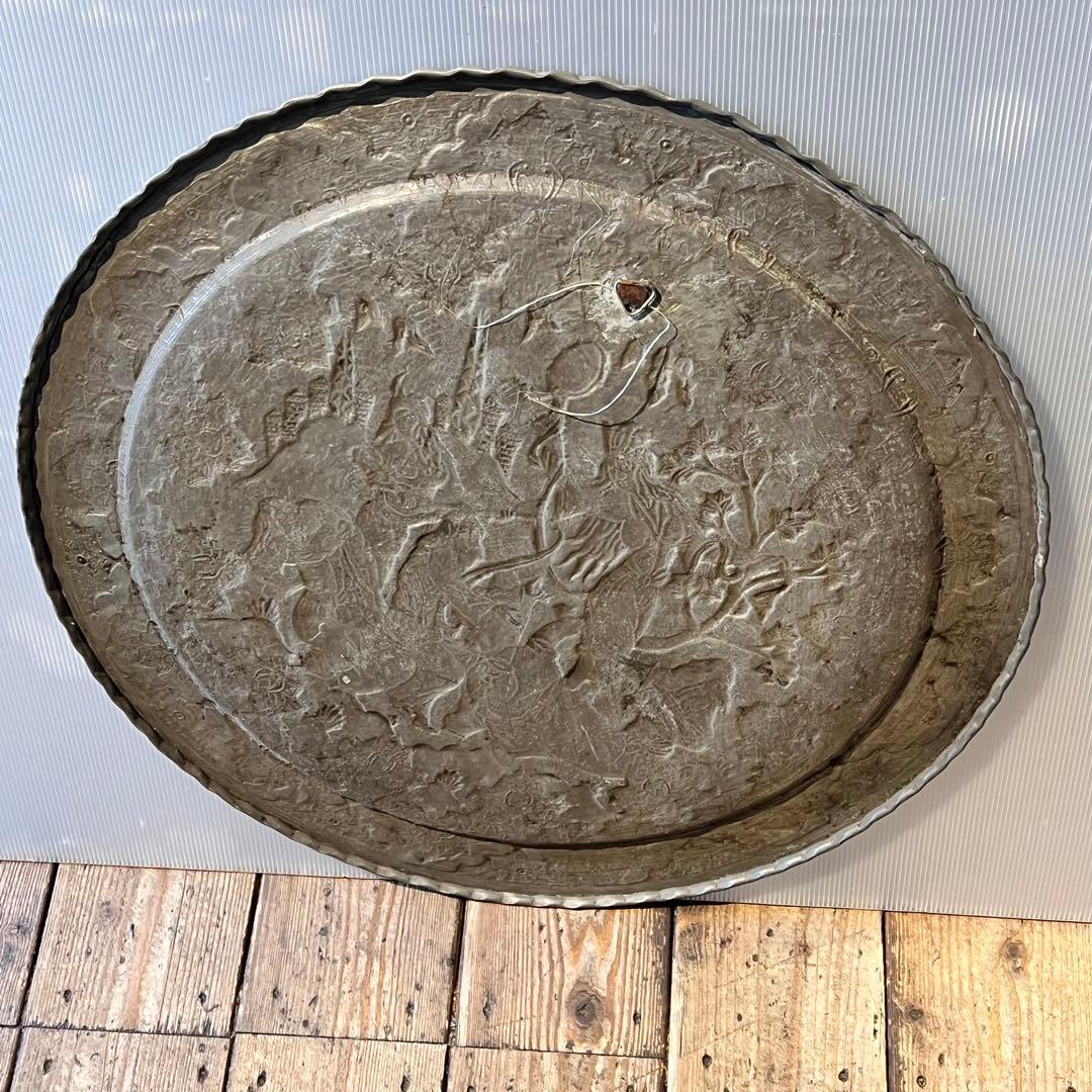 ペルシャ　アンティーク　トレイ　銅製　　壁掛　インテリア　銅板　希少