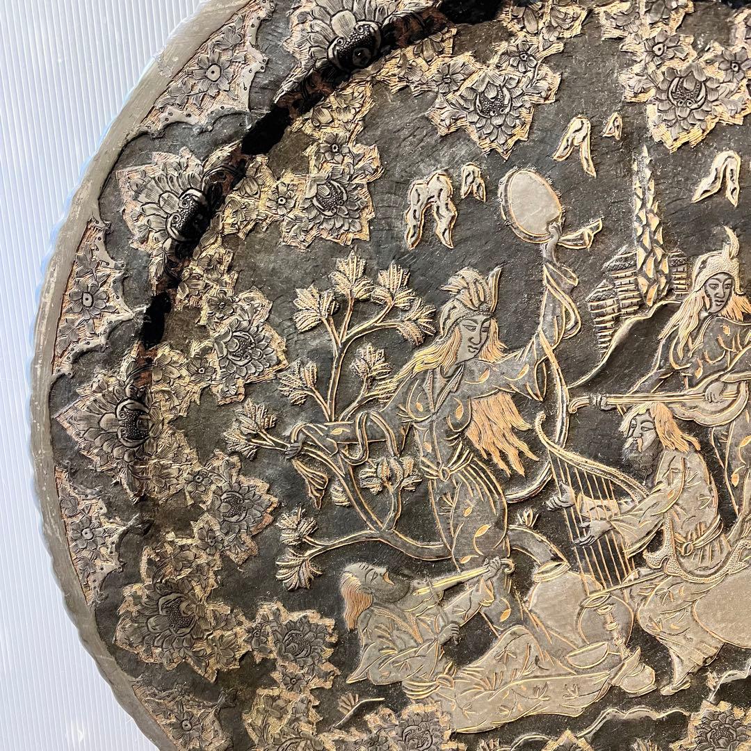 ペルシャ　アンティーク　トレイ　銅製　　壁掛　インテリア　銅板　希少
