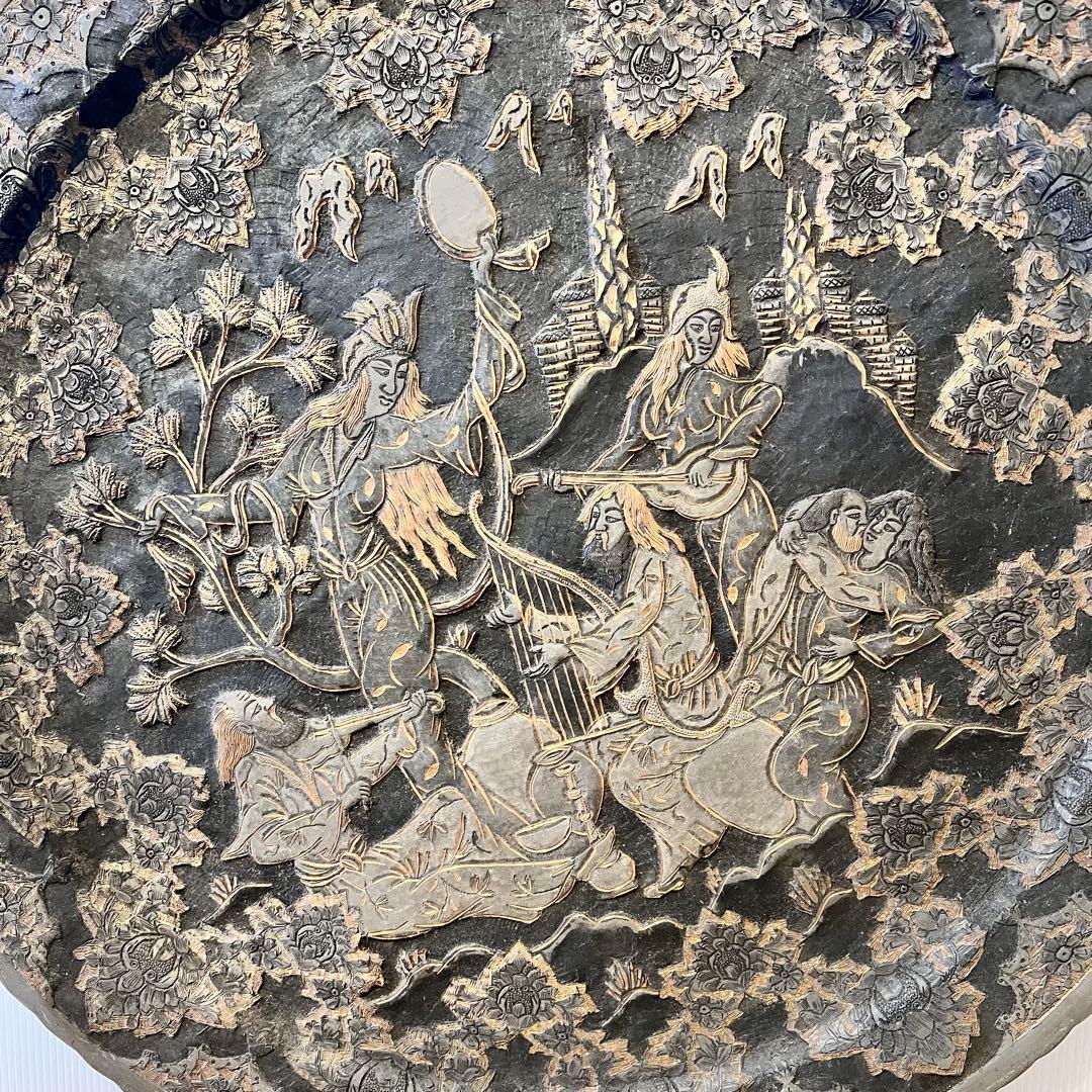 ペルシャ　アンティーク　トレイ　銅製　　壁掛　インテリア　銅板　希少