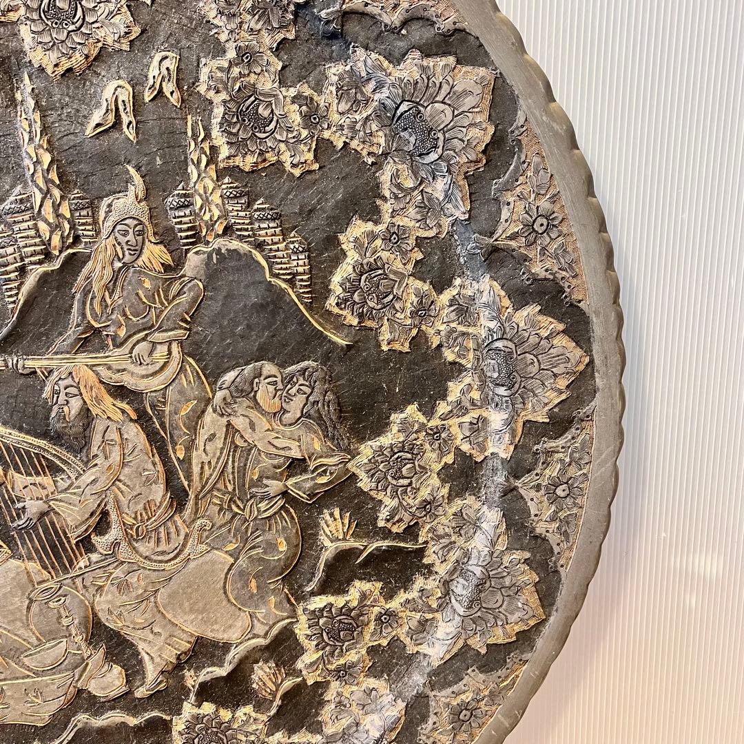 ペルシャ　アンティーク　トレイ　銅製　　壁掛　インテリア　銅板　希少