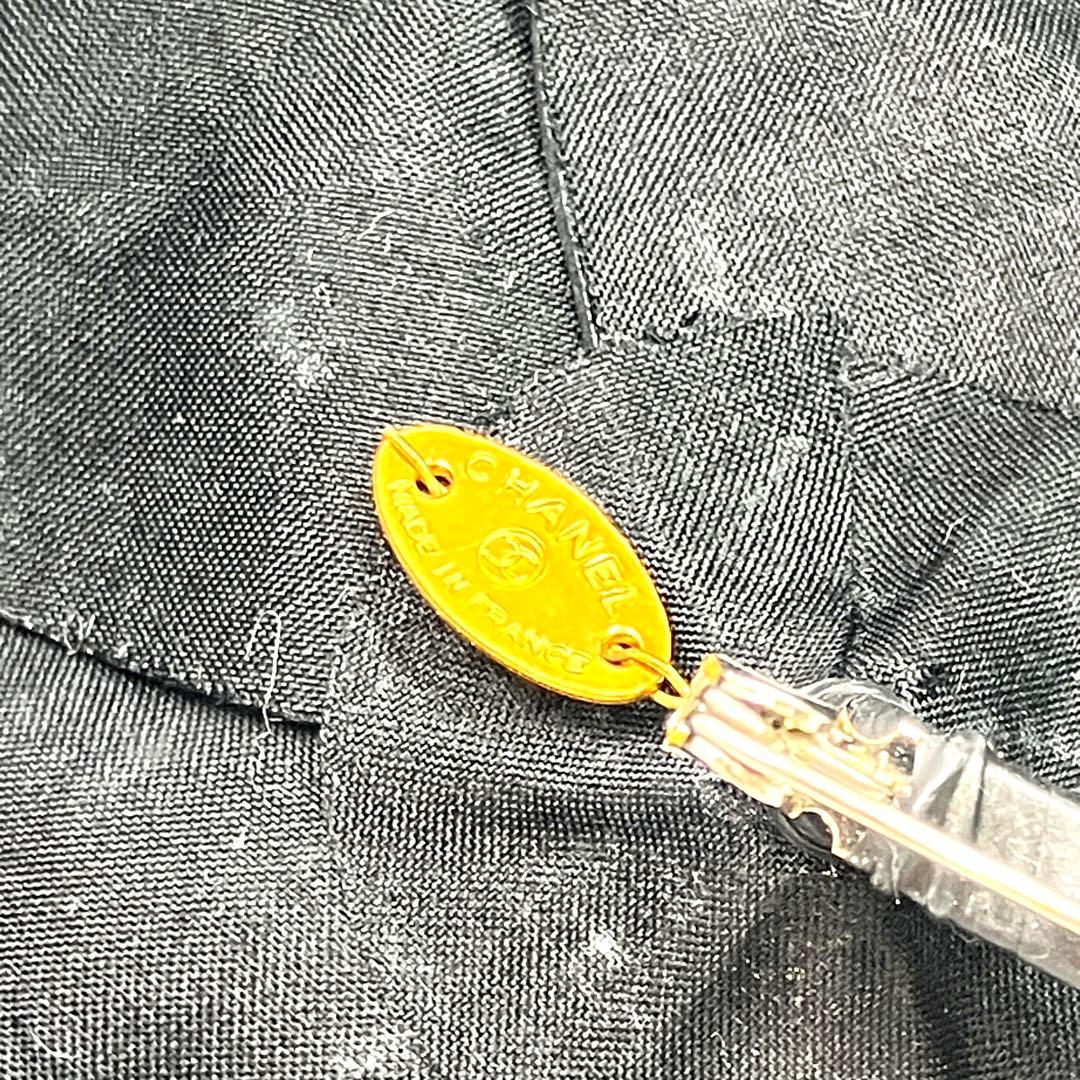 CHANEL カメリア コサージュ ブローチ シャネル レザー ブラック 黒