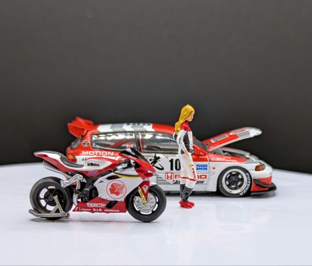 1/64 IDEMITSU Civic EG6＆バイク＆ 女性ライダー